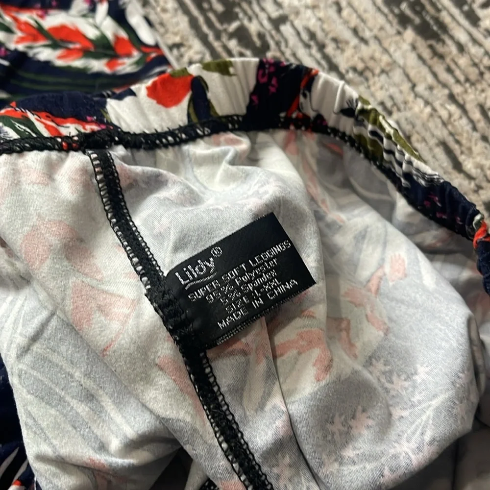 Floral Print Leggings - Navy - Picture 2 of 2